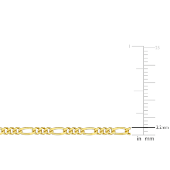 2.2MM Figaro Chain Necklace in Yellow Plated Sterling Silver