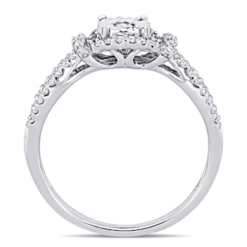 1/3 CT TW Diamond Crossover Engagement Ring in Sterling Silver