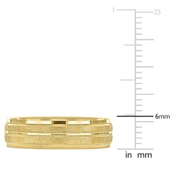 Ladies 6mm Double Row Textured Wedding Band in 14K Yellow Gold