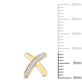 1/10 CT TDW Diamond "X" Stud Earrings in 10k Yellow Gold