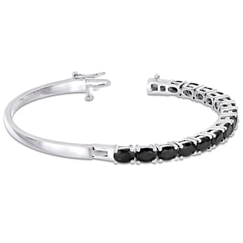 9-1/3 CT TGW Oval-Cut Black Sapphire Bangle in Sterling Silver