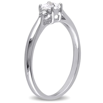 1/3 CT TGW Created White Sapphire and Diamond Accent Ring in Sterling Silver