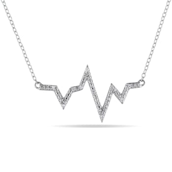 Diamond Heartbeat Necklace in Sterling Silver