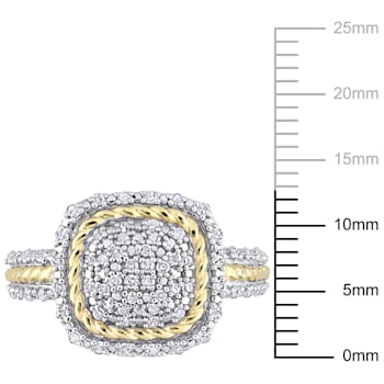1/3ctw Diamond Rope Design Ring in White and 18K Yellow Gold Over
Sterling Silver