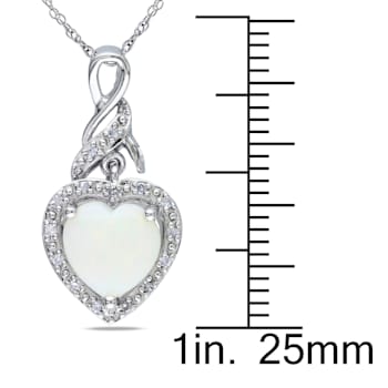 1 1/5 CT TGW Opal and Diamond Accent Heart Twist Pendant with Chain in
Sterling Silver