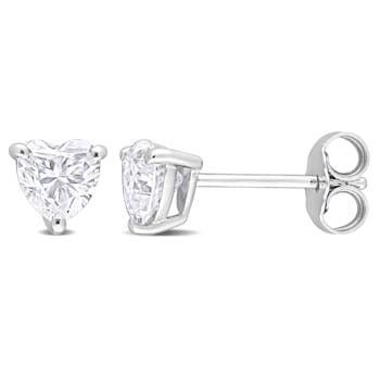 1 CT DEW Created Moissanite Earrings in Sterling Silver