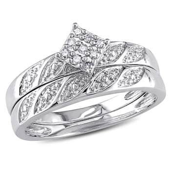 1/10 CT TW Diamond Bridal Set in Sterling Silver