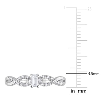 1/5 CT TGW Created White Sapphire and 1/10 CT TW Diamond Open Infinity
Ring in Sterling Silver