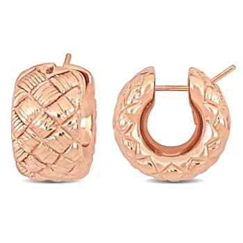 21mm Lattice-Style Hoop Earrings in 14k  Gold