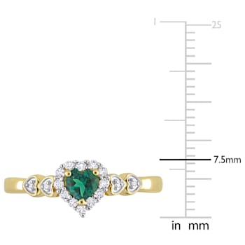 1/3 CTW Created Emerald and Created White Sapphire with Diamond in
Yellow Plated Sterling Silver