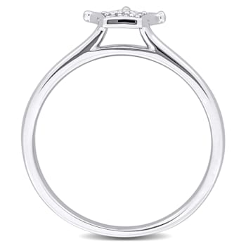 Created White Sapphire Accent Cluster Crown Ring in Sterling Silver