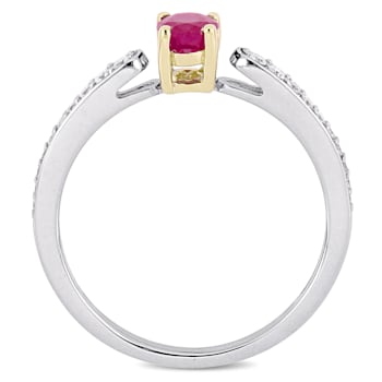5/8 CT TGW Ruby and 1/6 CT TW Diamond Ring in 10K White Gold