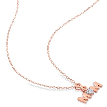 Diamond Accent "MOM"  Pendant with Chain in 18K Rose Gold Over
Sterling Silver