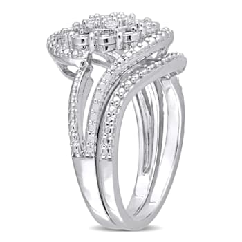 1/4 CT TW Diamond Vintage Bridal Set in Sterling Silver