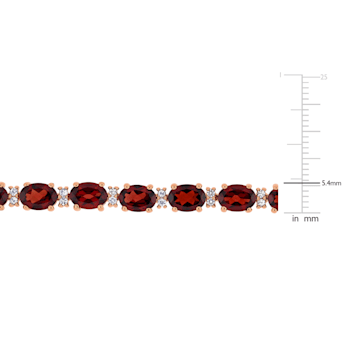 19 5/8 CT TGW Garnet and White Sapphire Tennis Bracelet in Rose Plated
Rhodium Over Sterling Silver