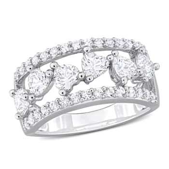 2 1/4 CT TGW Created White Sapphire Open Wide Band Ring in Sterling Silver
