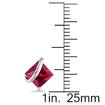 2-1/3ctw Created Ruby Stud Earrings in Sterling Silver