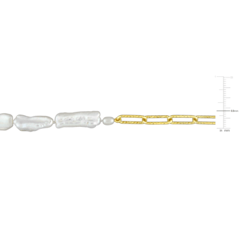 5-7 MM Freshwater Cultured Pearl Link Chain Necklace in 18K Yellow Gold
Over Sterling Silver