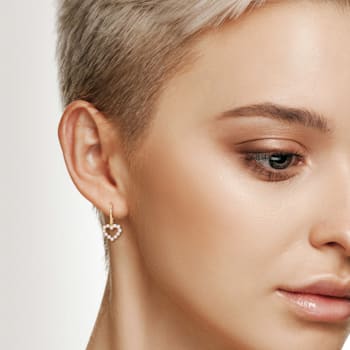 2-2.5MM Freshwater Cultured Pearl Heart Earrings in 14K Yellow Gold