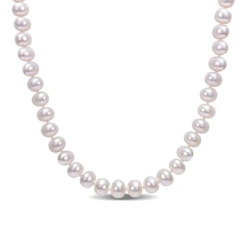 7 - 7.5 MM Freshwater Cultured Pearl 18" Strand with Sterling
Silver Ball Clasp