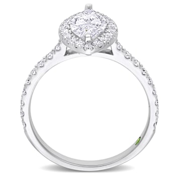 1 CT TGW Lab Grown Diamond with Tsavorite Accent Halo Engagement Ring in
14K White Gold