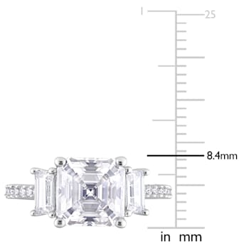 3 1/5 CT TGW Created Moissanite 3-Stone Ring in Sterling Silver