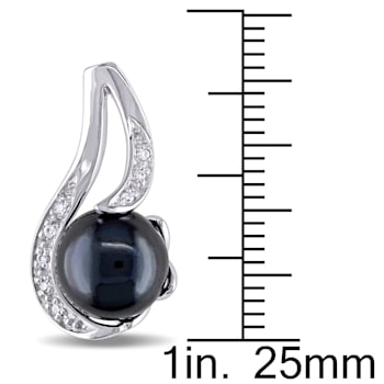 9-9.5 MM Black Freshwater Cultured Pearl Earrings with Diamond Accent in
Sterling Silver