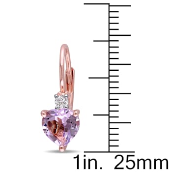 2-1/0ctw Rose de France and Created White Sapphire Earrings in Rose
Plated Steling Silver