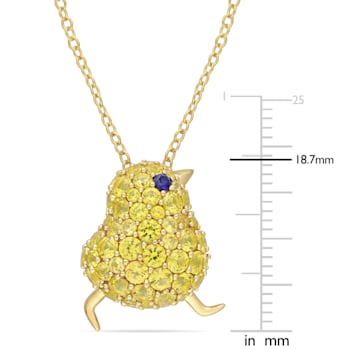 3 CT TGW Created Blue and Yellow Sapphire Chick Necklace in Yellow
Plated Sterling Silver