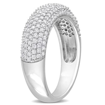 4/5 CT TGW Created Moissanite Semi-Eternity Ring in Sterling Silver