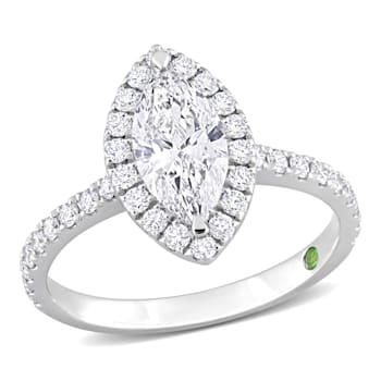 1 CT TGW Lab Grown Diamond with Tsavorite Accent Halo Engagement Ring in
14K White Gold