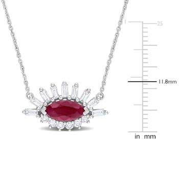 1/5 CT TGW Ruby and 7/8 CT TW Diamond Eye Pendant with Chain in 14K
White Gold