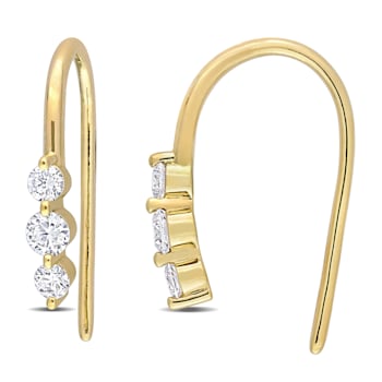 1/2 CT TGW Lab Grown Diamond Hook Earrings in 18K Yellow Gold Plated
Sterling Silver