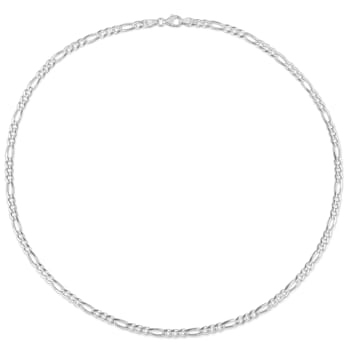 3.8MM Figaro Chain Necklace in Sterling Silver