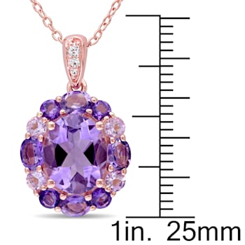 3 5/8 CT TGW Multi-Gemstones Floral Pendant with Chain in Rose Plated
Sterling Silver