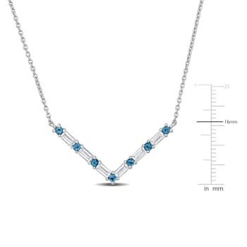 1 1/2 CT TGW London Blue Topaz and White Topaz V-Shape Necklace in
Sterling Silver
