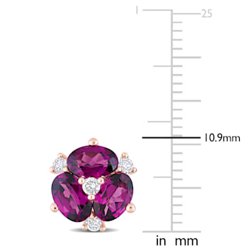 3 2/5 CT TGW Rhodolite and 1/4 CT TW Diamond Earrings in 14K Rose Gold