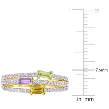 5/8 CTW Multi-Gemstone Ring in Yellow Plated Sterling Silver