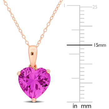 2 1/4 CT TGW Created Pink Sapphire Solitaire Pendant with Chain in Rose
Plated Sterling Silver