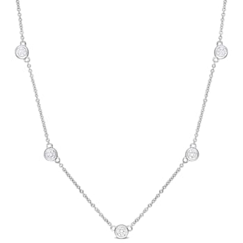 1 CT TW Diamond Station Necklace in Platinum