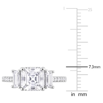 2 5/8 CT TGW Created Moissanite 3-Stone Ring in Sterling Silver