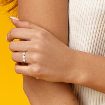 3-4MM Freshwater Cultured Pearl and 1/4 CT TGW Created White Sapphire
Swirl Ring in Sterling Silver