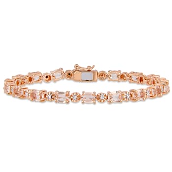9 CT TGW Simulated Morganite and Diamond Accent Tennis Bracelet in Rose
Rhodium Over Sterling Silver