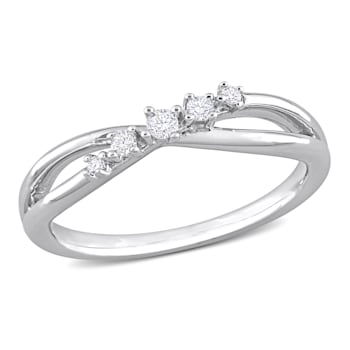 1/10 CT TW Diamond Criss-Cross Band in Sterling Silver