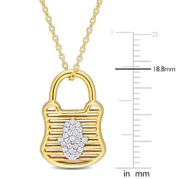 1/10 CT TW Diamond Lock Pendant with Chain in 14K 2-Tone Gold