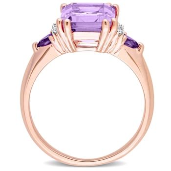 3 1/3 CT TGW Multi-Gemstones and Diamond Accent Ring in Rose Gold Plated
Sterling Silver