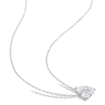 1 1/2 CT TGW Created White Sapphire Drop Pendant with Chain in Sterling Silver