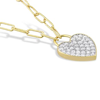 1 1/8 CT TGW Created White Sapphire Heart Pendant with Chain in Yellow
Plated Sterling Silver