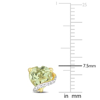 1 1/2 CT TGW Prasiolite and Diamond Accent Heart Stud Earrings in Yellow
Plated Sterling Silver