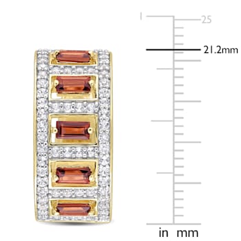 2 7/8 CT TGW  Baguette Garnet and White Topaz Hoop Earrings in Yellow
Gold Over Sterling Silver